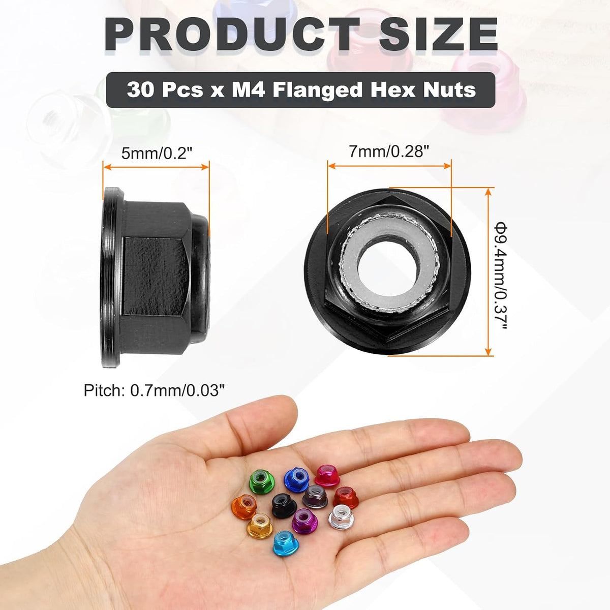 MECCANIXITY 30 Pcs M4x0.7mm Aluminum Alloy Lock Nuts Hex Nut Black