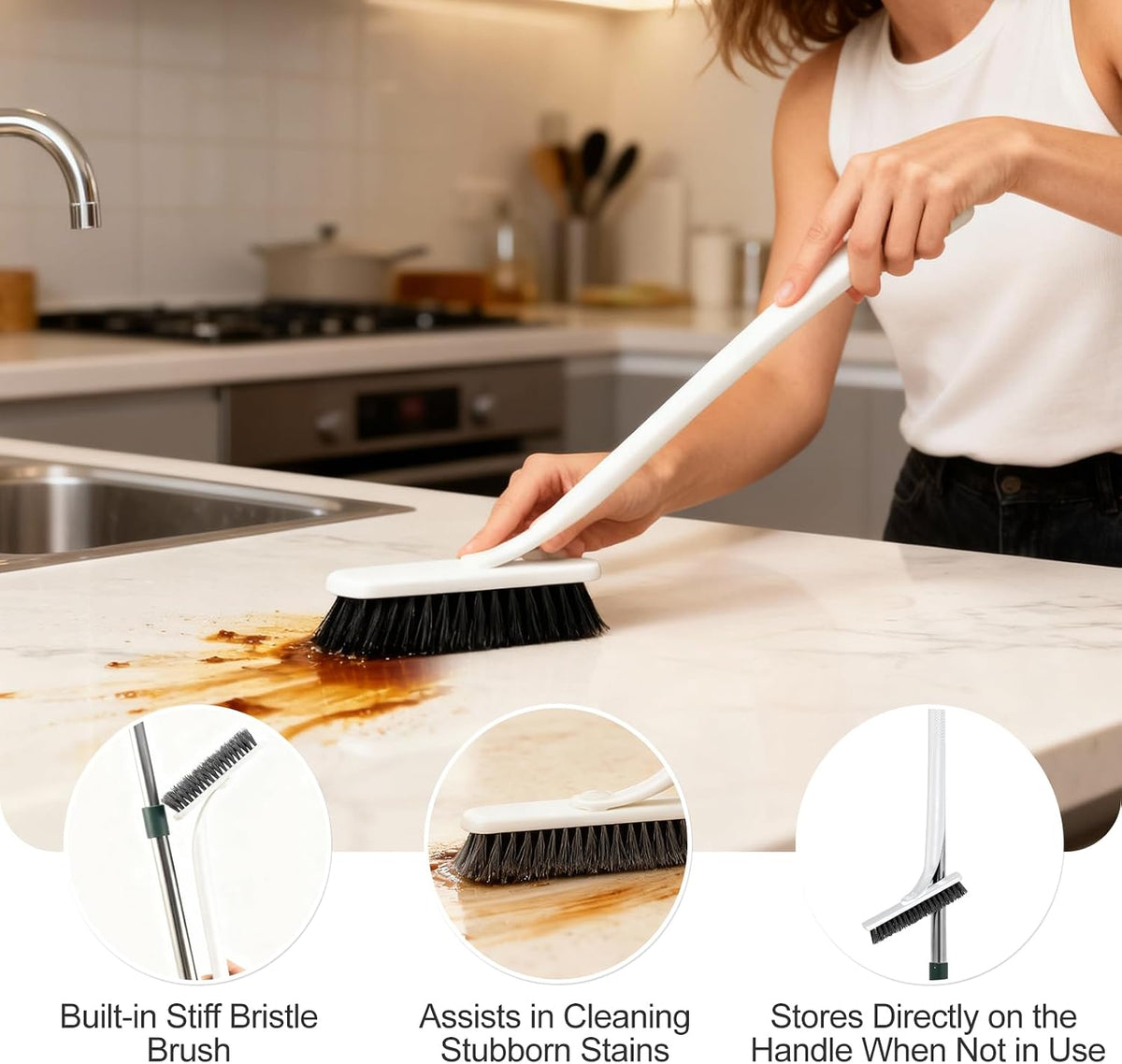 29"-49" Telescopic Pole Floor Squeegee for Concrete Floor | 21.85" Wide floor Squeegee with Detachable Stiff Brush