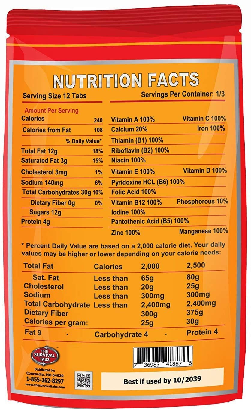 Survival Tabs – Emergency Food Supply – 2-Day Chocolate Tabs, USA, Portable | Concentrated formula supplies 15