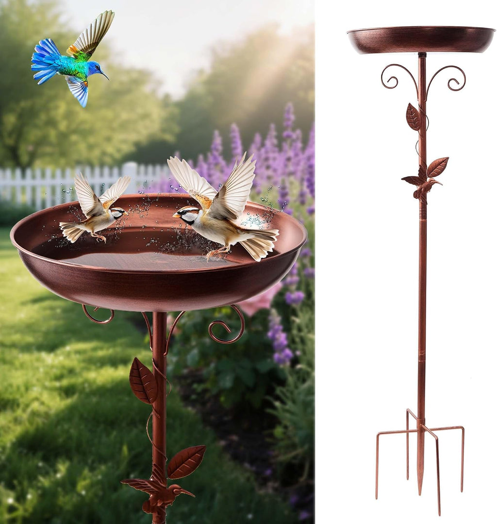 Metal Bird Bath for Outside,Outdoor 40'' Tall Removable Bowl