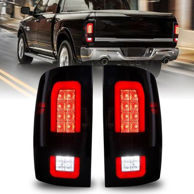Smoked Black Full LED Tail Lights Tinted Rear Brake Lamps Upgrade for 2009-2018 Dodge Ram 1500 2500 3500, 2019-2024