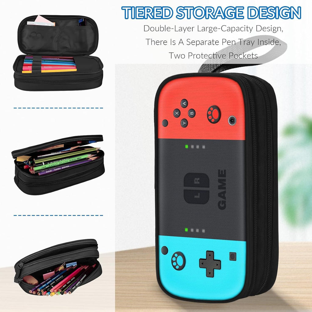 Large Pencil Case for Boys - Boys Pencil Pouch with Zipper Compartments - Big Capacity Pen Box Gamer Pen Bag