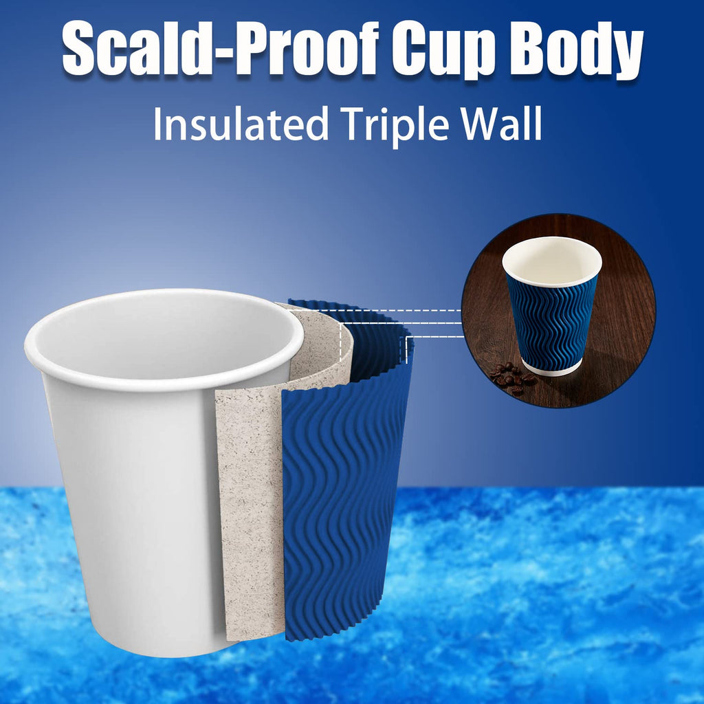 10 oz Coffee Cups 120 Pack Disposable Insulated Corrugated Paper Cup