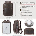 Brown Leather Laptop Backpack for Men 16 Inch Computer Work Bag