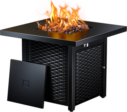 32 Inch Propane Fire Pit, CSA-Listed Outdoor Gas Fire Pits 50,000 BTU Steel Fire Pit Table with Lid, Add Warmth and
