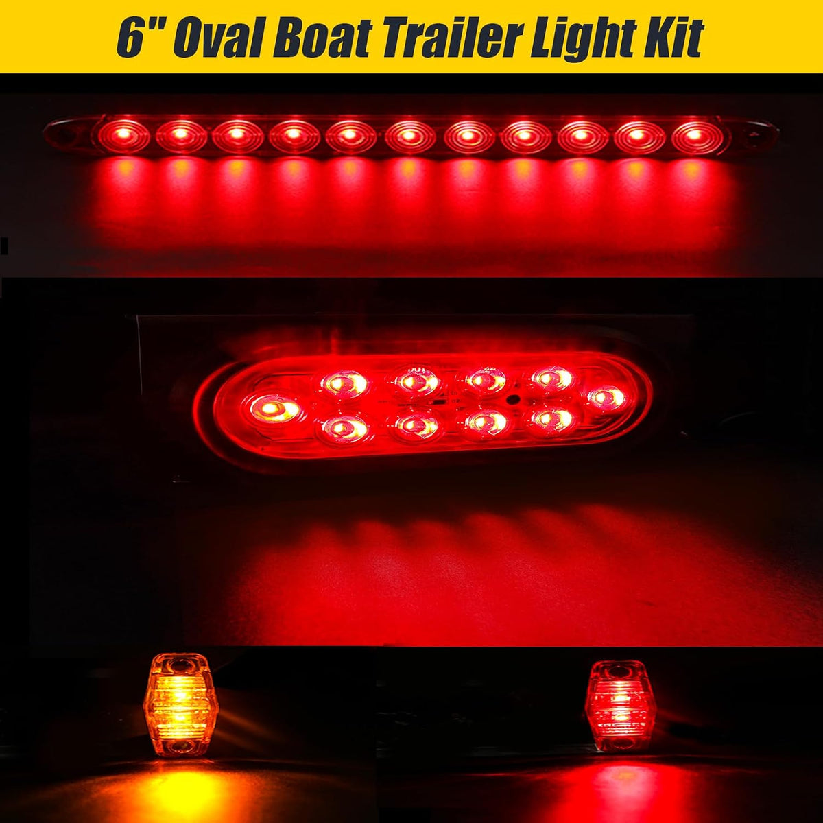6" Oval LED Trailer Lights Kit with Mounting Bracket