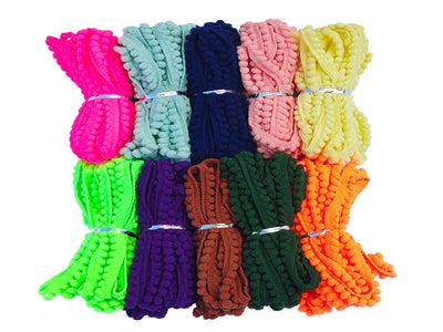 50 Yards Mini Pom Pom Fringe Trim 10 Colors 5mm for Decoration DIY Crafts Sewing (3018 Mixed Color 18, 5mm,50 Yards)