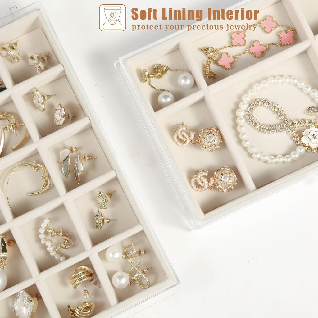5 Drawers Clear Jewelry Box for Women and Girls, Acrylic Earring Holder Organizer Ring Holder Display Storage