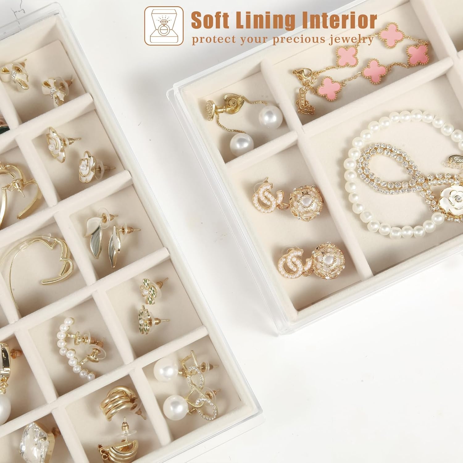 5 Drawers Clear Jewelry Box for Women and Girls, Acrylic Earring Holder Organizer Ring Holder Display Storage