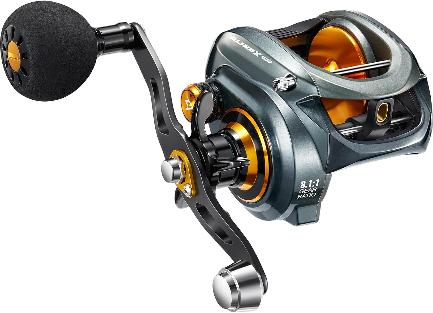 Alinox 400 Baitcasting Reel, 38LB Drag, Aluminum Frame | Freshwater saltwater, line cast alarm, 8+1 bearings, 6.6/8.1