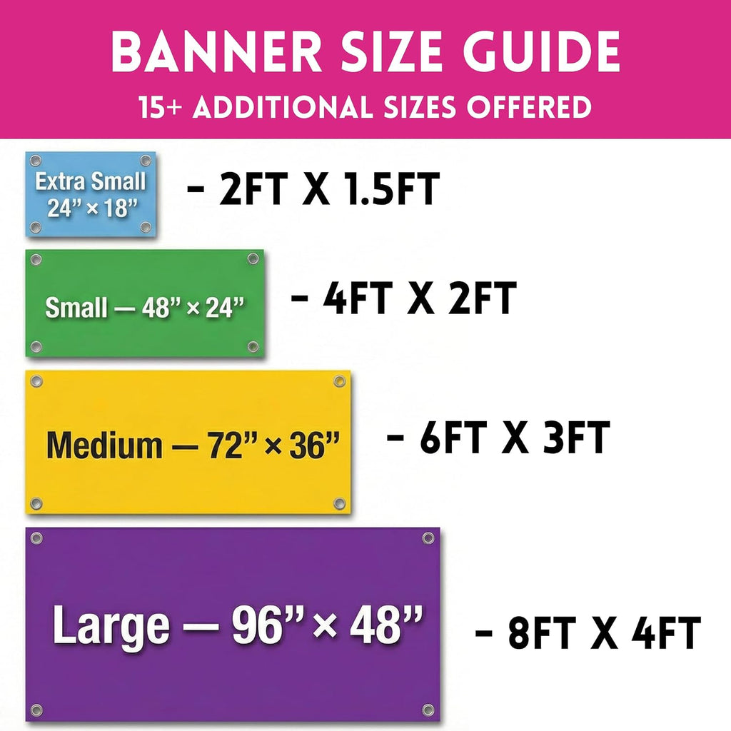 Custom Vinyl Banner - Vinyl Printed Personalized Banner Indoor & Outdoor Use for Display, Business, Events, Trade