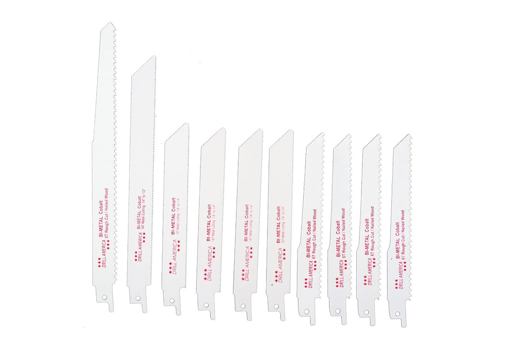 Drill America Bi-Metal Reciprocating Saw Blade Set (10 Piece Set)