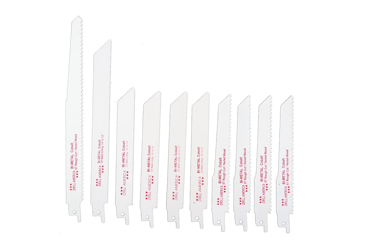 Drill America Bi-Metal Reciprocating Saw Blade Set (10 Piece Set)