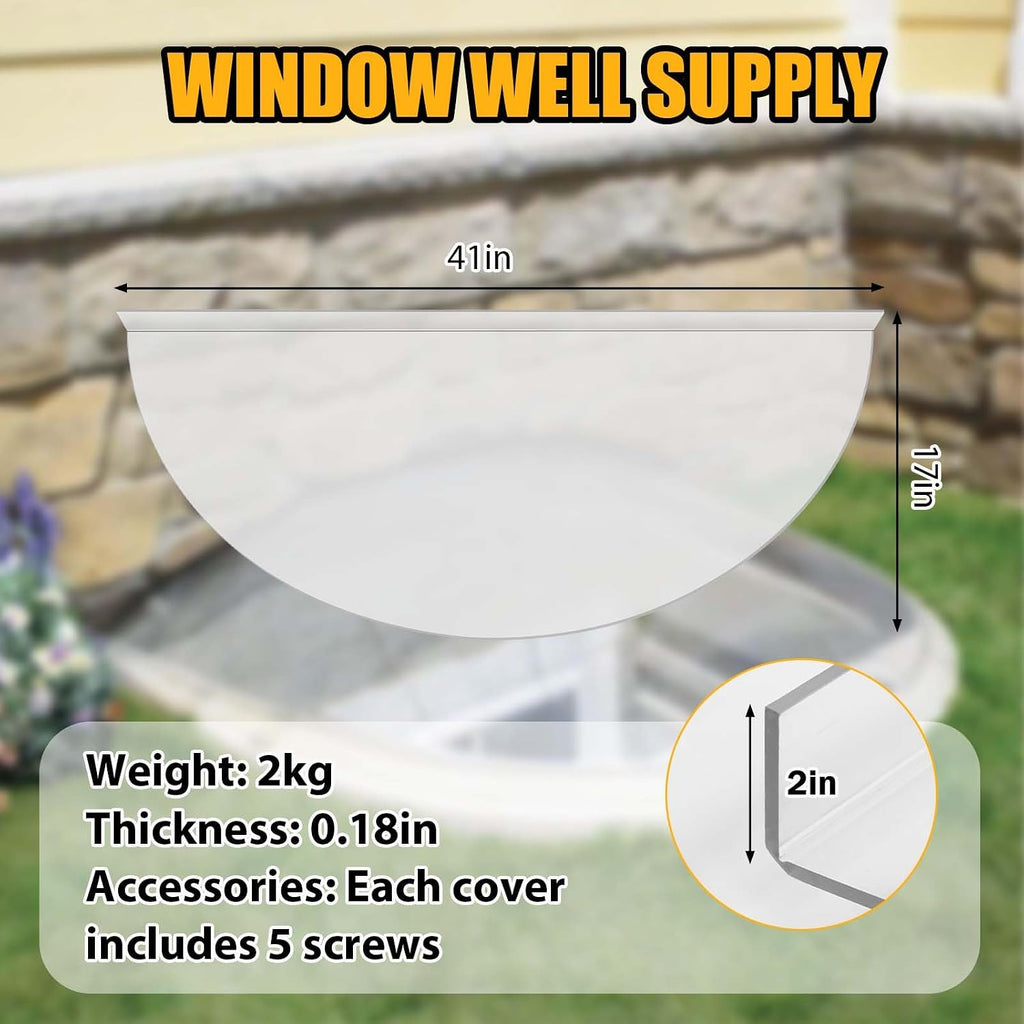 Basement Window Well Covers Outside, Heavy-Duty Egress Window Well Cover Clear, All-Weather Against Debris, UV
