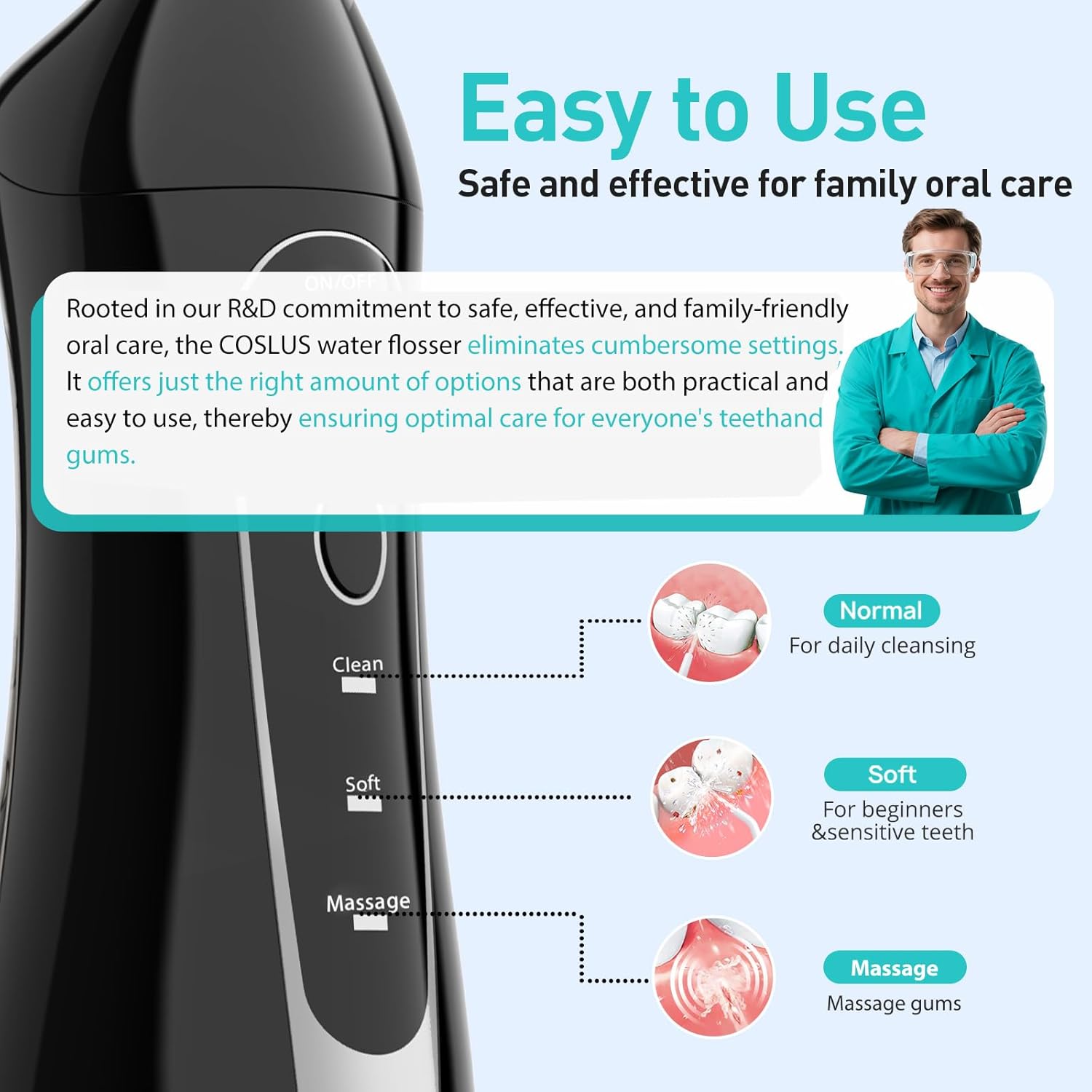 Water Dental Flosser Teeth Pick C20: ADA Accepted, Portable Cordless Oral Irrigator 300ML Rechargeable Travel