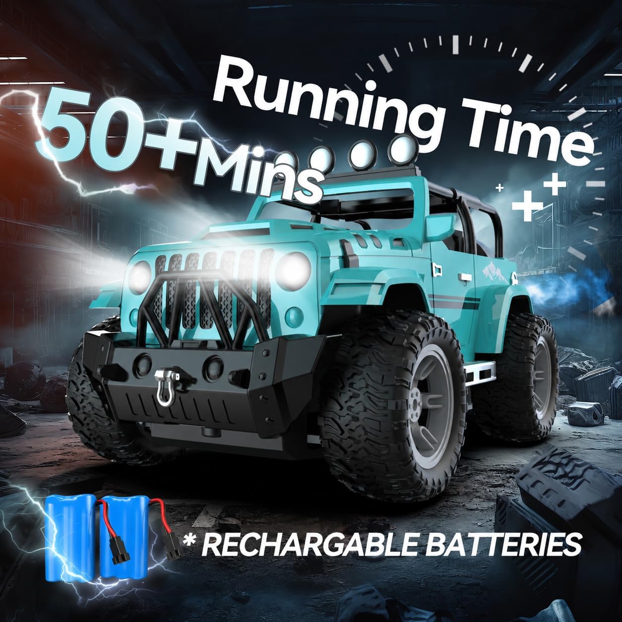 Remote Control Car with Fog Mist & Music, 1:16 Remote Control Truck for Boys, 2.4Ghz RC Car Toy with 2 Batteries, All