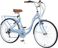 24/26 Inch Girls Cruiser Bike 24/26 Inch Beach Cruiser Bike for Women，City Hybrid Bike 7 Speeds Bicycle Commuter Bike
