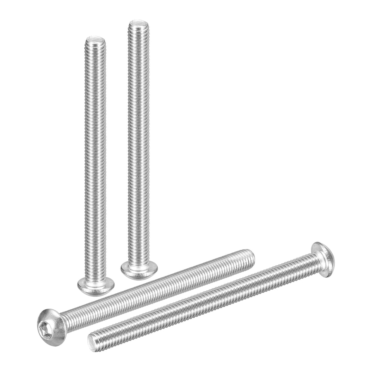 DTGN M8-1.25x100mm Button Head Socket Cap Screw 4Pack 304 SS Whitewashed