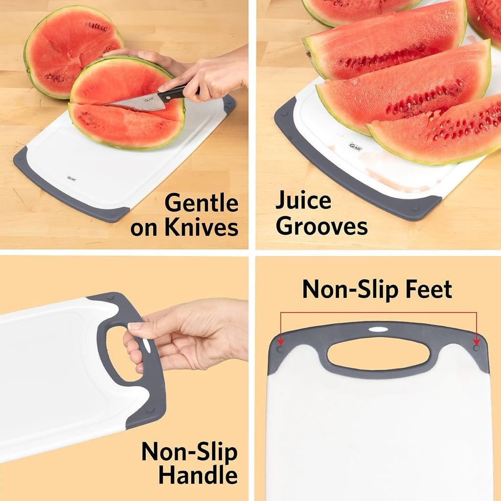 Cutting Boards for Kitchen - 3pc Cutting Board Set with Juice Grooves and Non Slip Handles - Assorted Sizes for Meat