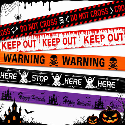 5 Pcs Halloween Caution Tape,98.5 ft Halloween Decoration Tape