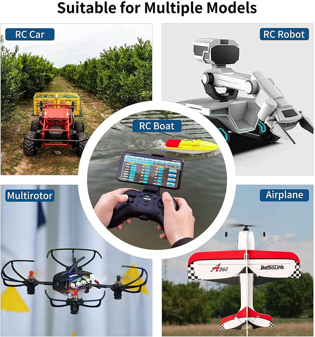 T8S 8 Channels 2.4G Pocket RC Transmitter and R8EF RX for Car | Dual Sticks Return APP Setting Portable Radio