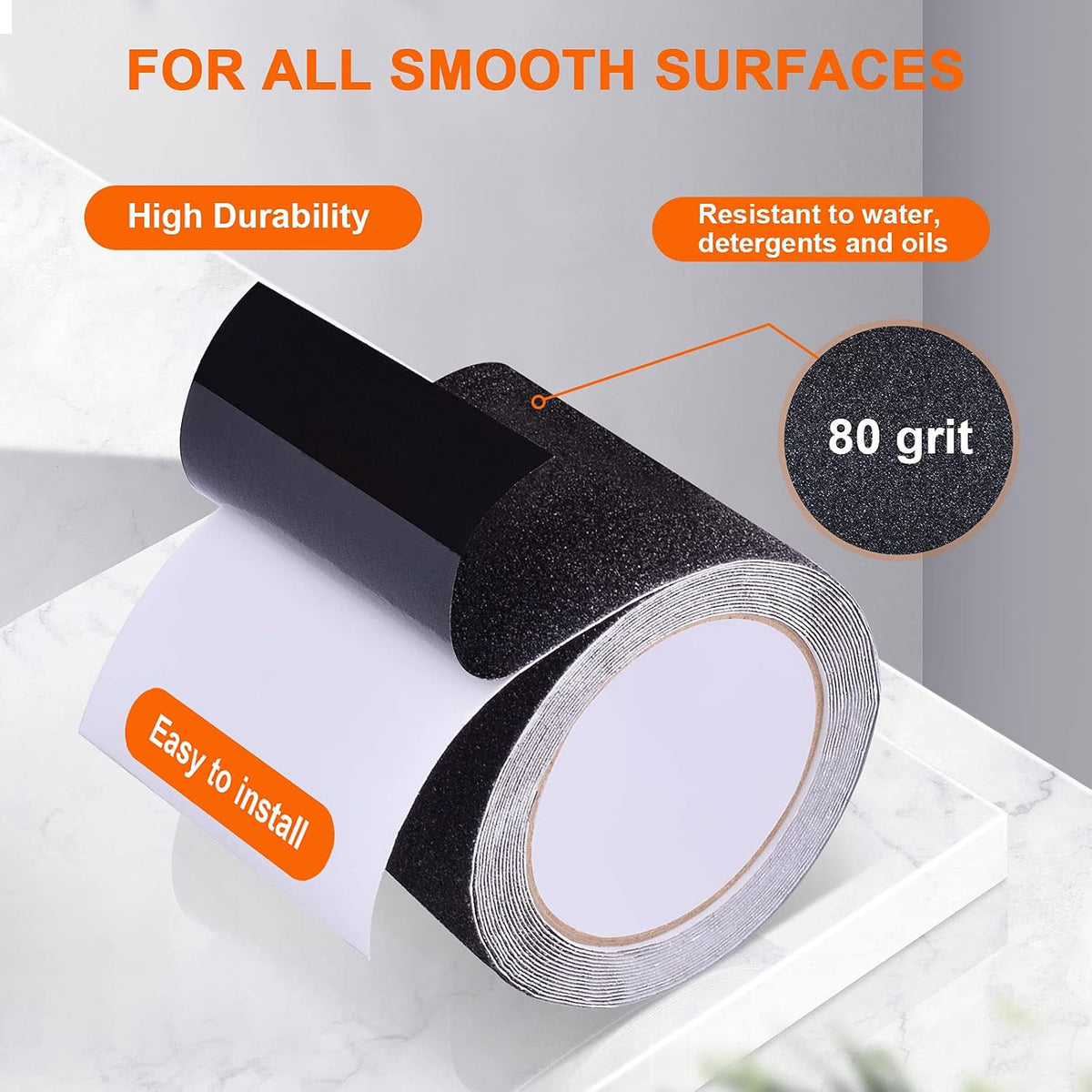 Anti Slip Tape, Waterproof Self Adhesive Black 4"x32.8Ft Grip Tape
