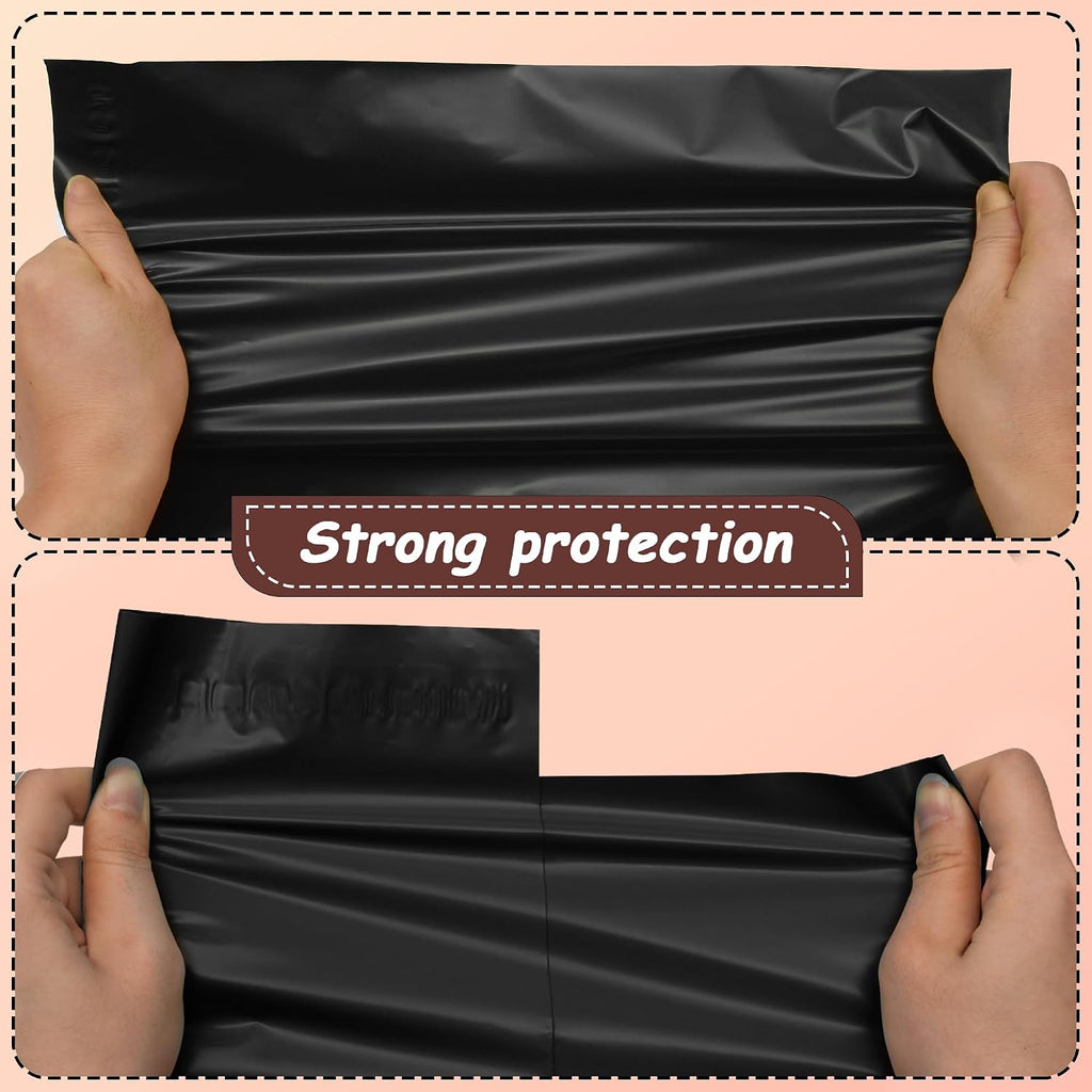 Black Poly Mailers with Handle, 10x13 Inch 100 Pcs