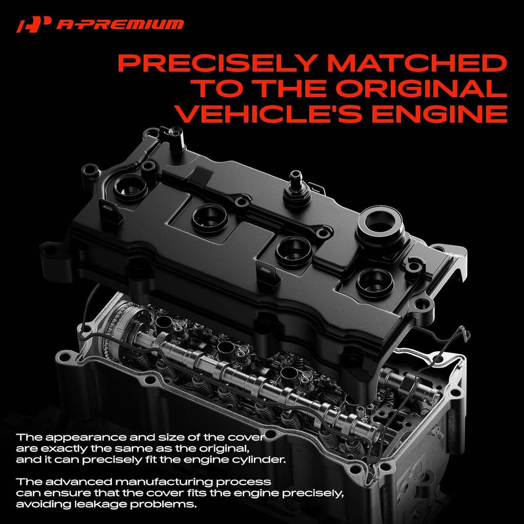 A-Premium Pair [2] Left Right Engine Valve Covers with Gasket & Bolts & Oil Filler Cap Compatible with 2005-2019 Nissan - Frontier, Pathfinder, Xterra, NV1500, NV2500, NV3500 - V6 4.0L VQ40DE