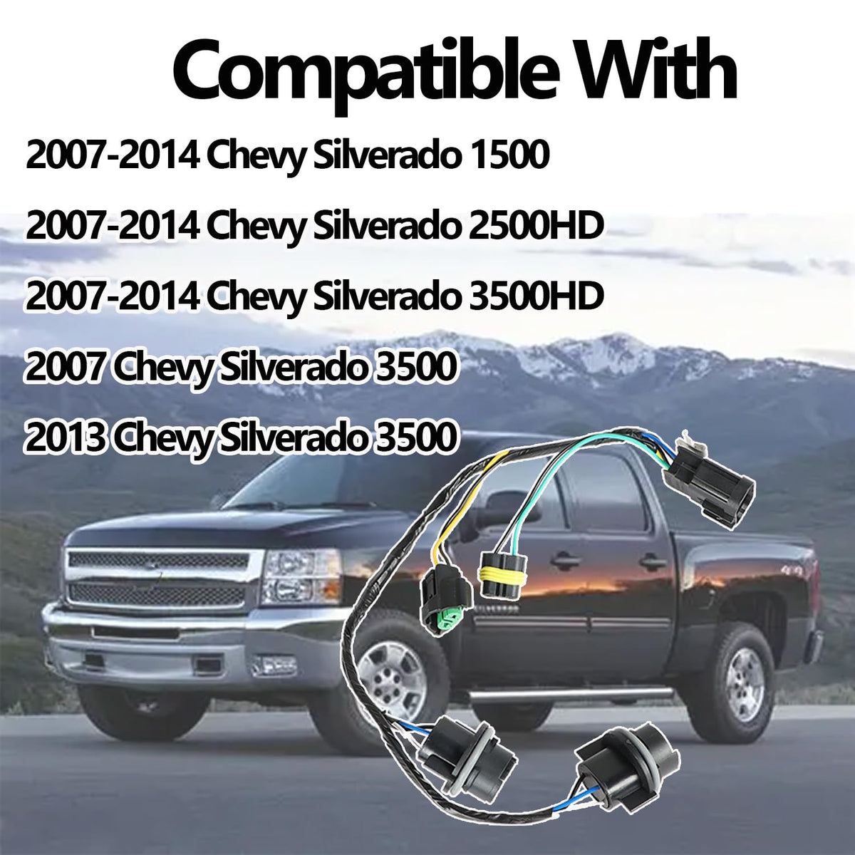 Headlight Wiring Harness Compatible with Silverado 2008-2014