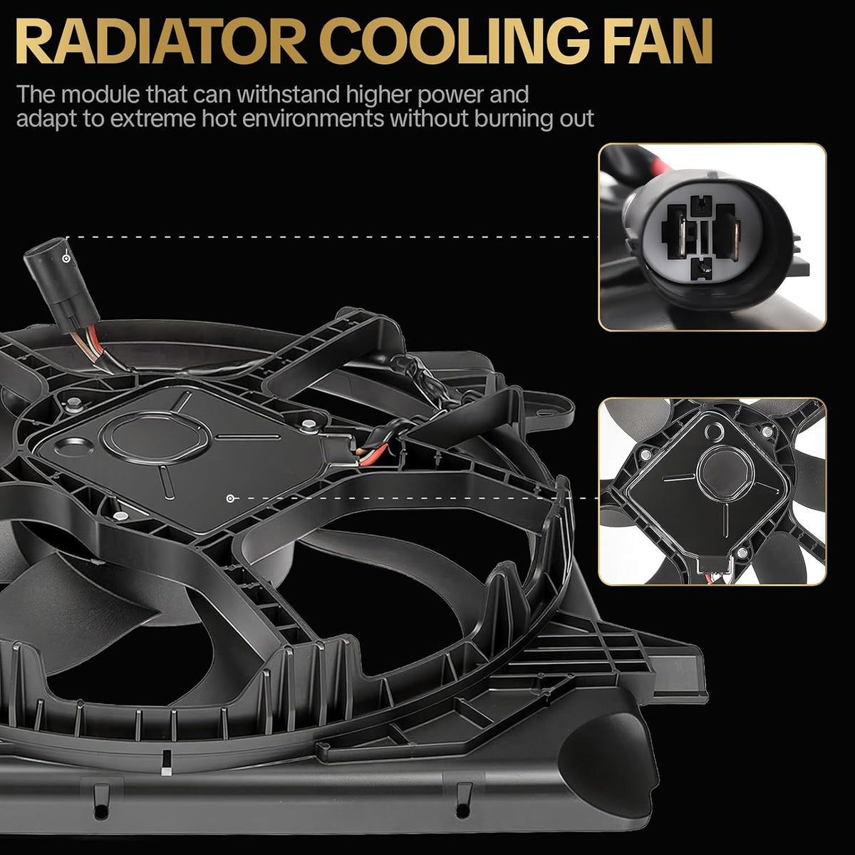 621-601 Cooling Radiator Fan Assembly Fits for 2012-2017 Jeep Wrangler V6 3.6L for 2018-2018 Jeep Wrangler JK V6 3.6L Replaces OE 621601 76366 624080