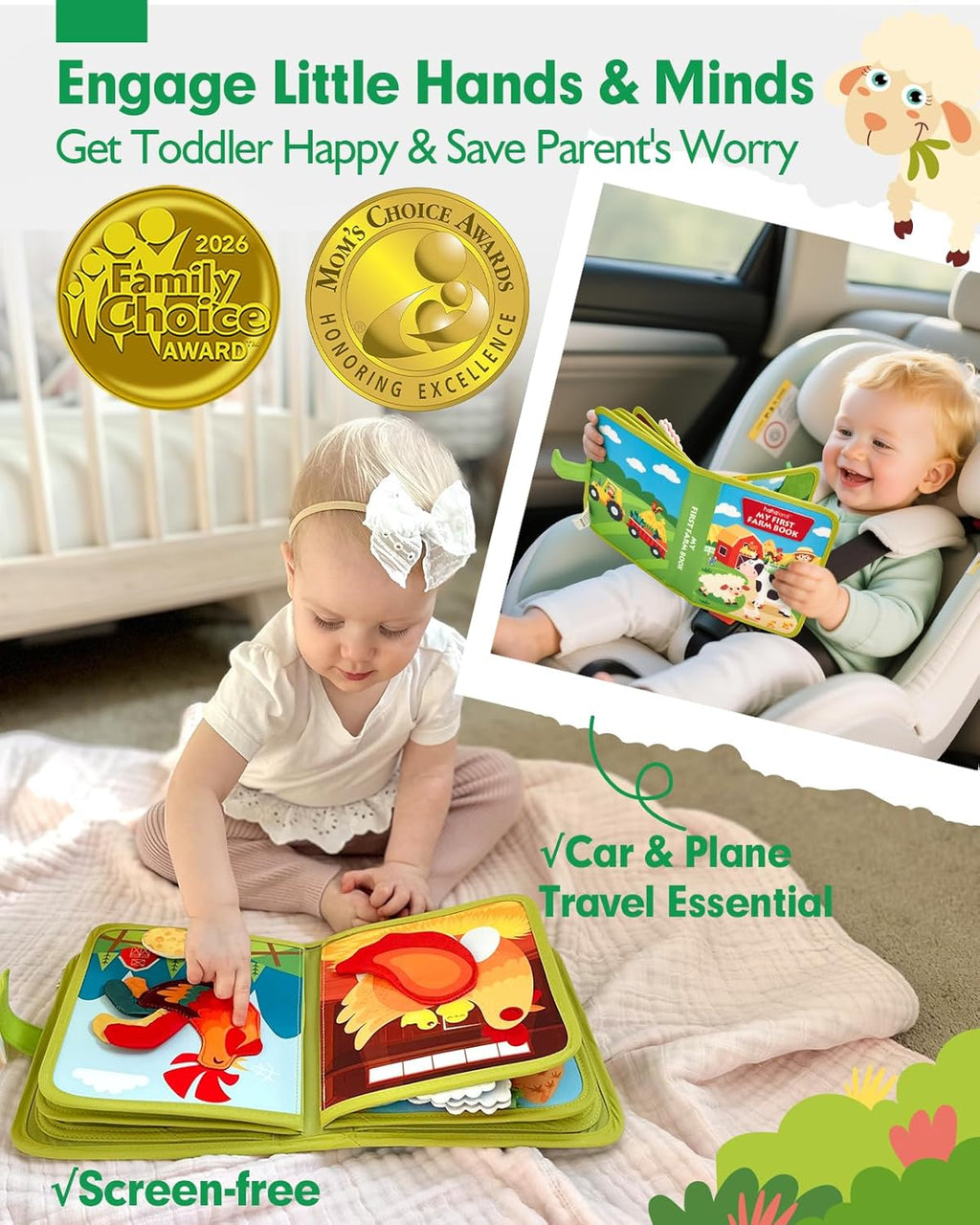 Busy Book for Toddlers 1-3 - Montessori Toys 1 Year Old Busy Board | 1 Year Old Boy Gifts Educational Learning Quiet