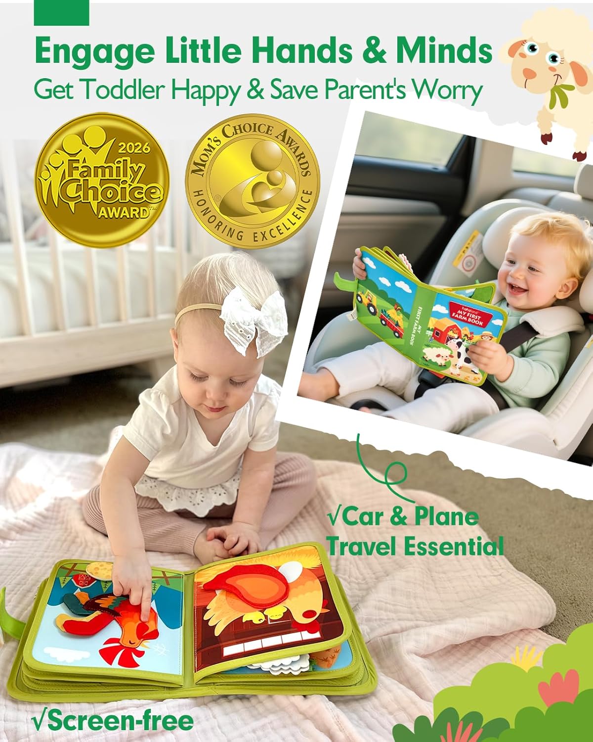 Busy Book for Toddlers 1-3 - Montessori Toys 1 Year Old Busy Board | 1 Year Old Boy Gifts Educational Learning Quiet