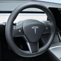 Nappa Leather Steering Wheel Cover Compatible with Tesla Model 3/Y 2016-2025 2026 Juniper/Highland, Non-Slip