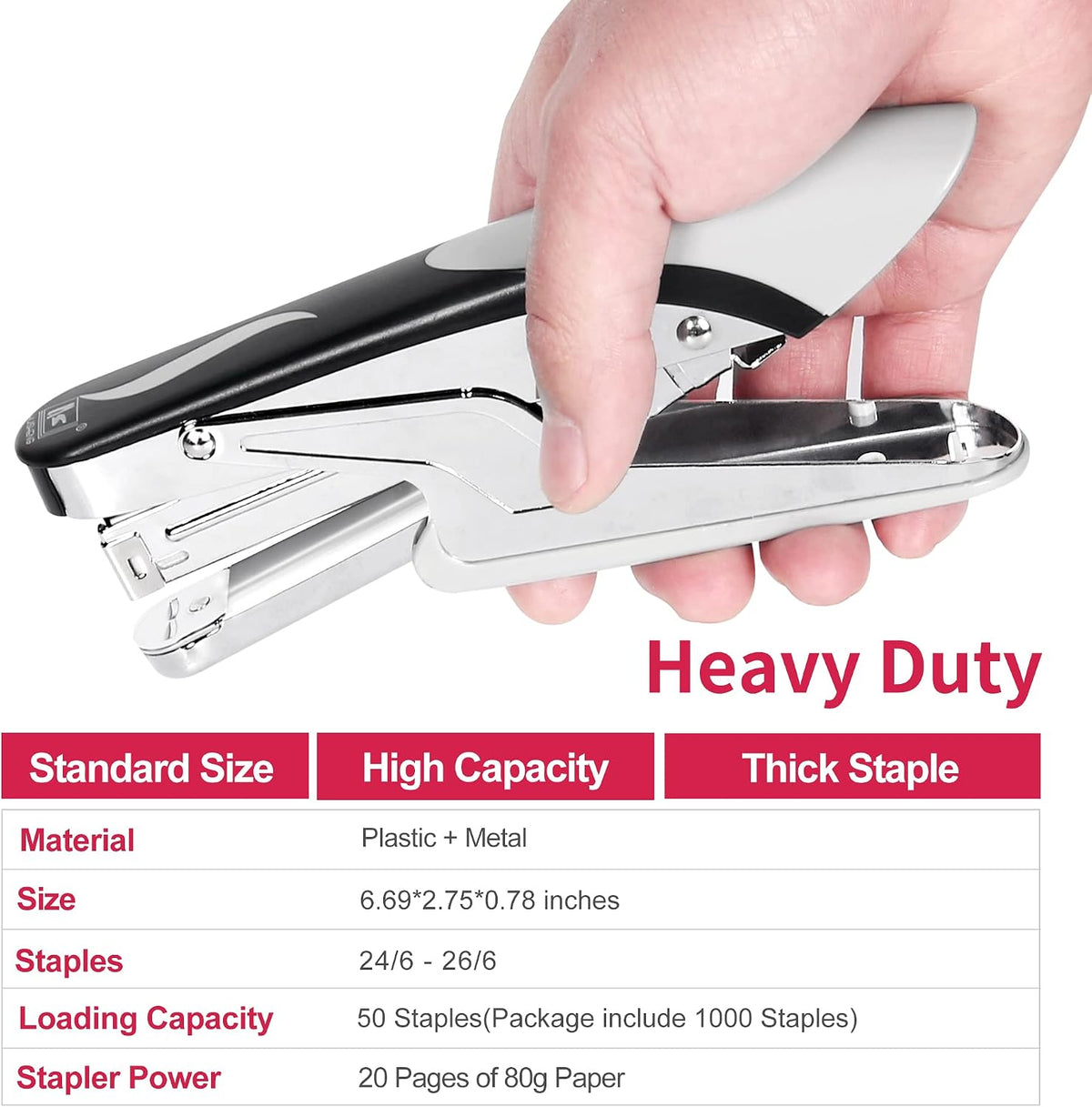 Stapler Heavy Duty with 1000 Staples and Staples Remover, 20 Sheet Capacity, Office Desk Stapler for Stapling Home