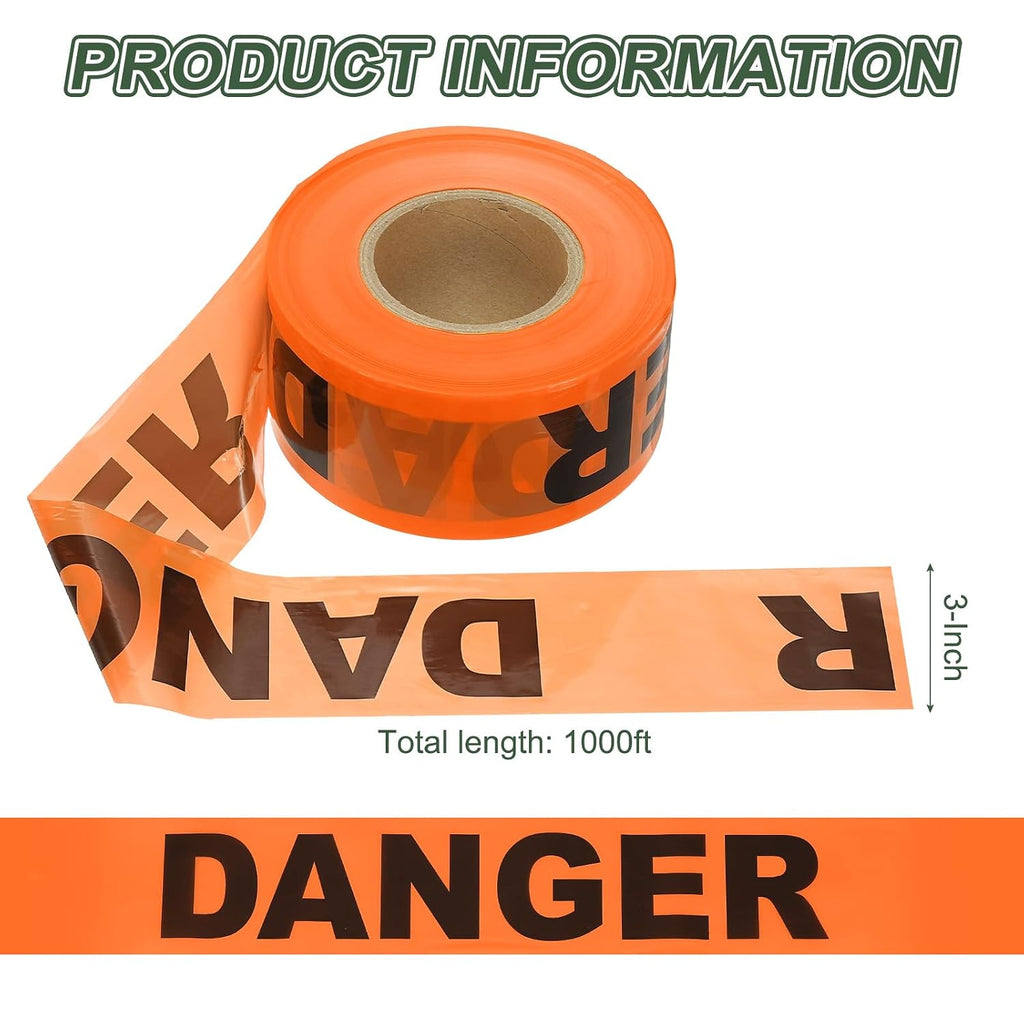 1000ft x 3" Warning Tape, High-Visibility PE Floor Marking Roll Caution Tape for Flagging Construction Outdoor