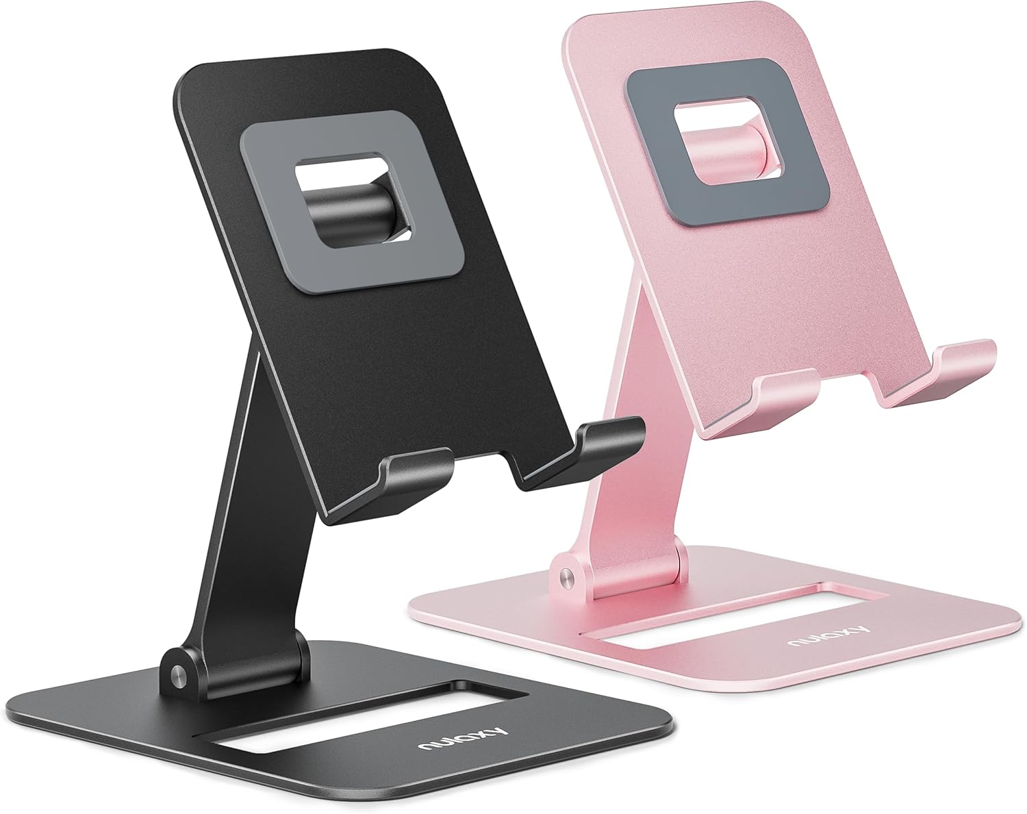 2 Pack Dual Folding Cell Phone Stand, Fully Adjustable Phone Holder for Desk, Compatible with iPhone 17 16 15 14 13