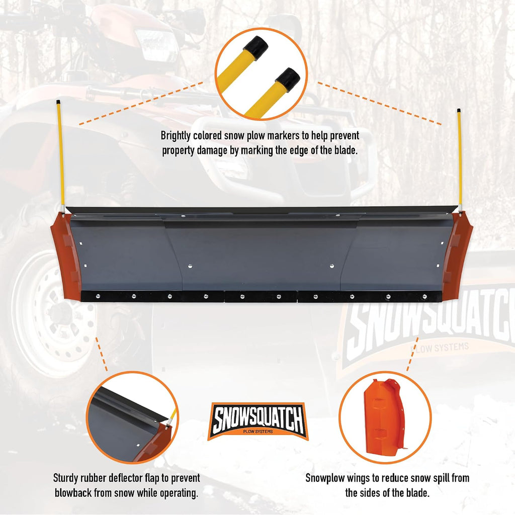 SNOWSQUATCH Deluxe UTV Snow Plow 60-72" Adjustable Steel Blade Mount Kit | Universal Compatible with Most
