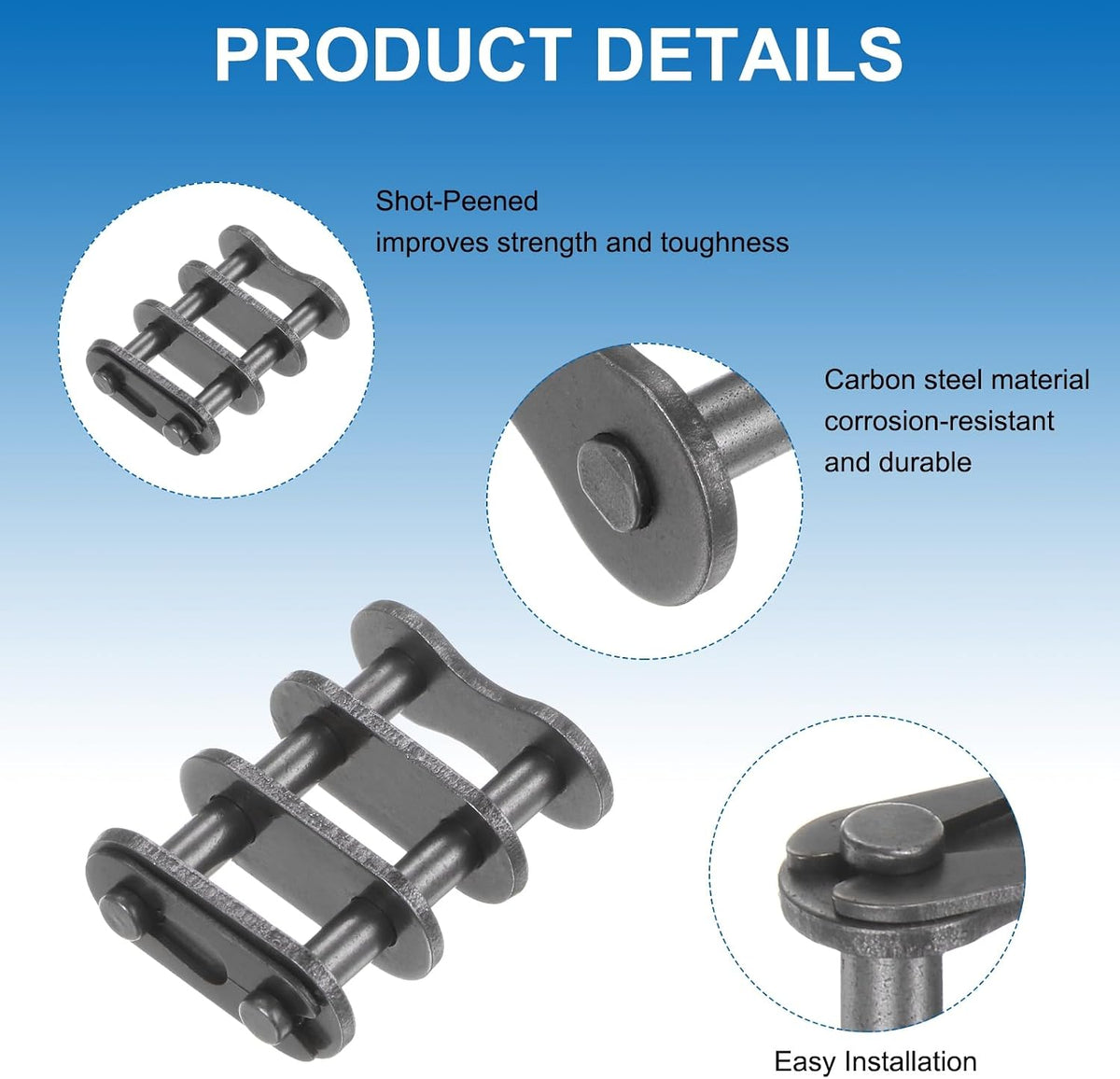 UXCELL 8Pcs #40-2/08A-2 Double Roller Chain Connecting Links 12.7mm Pitch Carbon Steel Master Connector Link