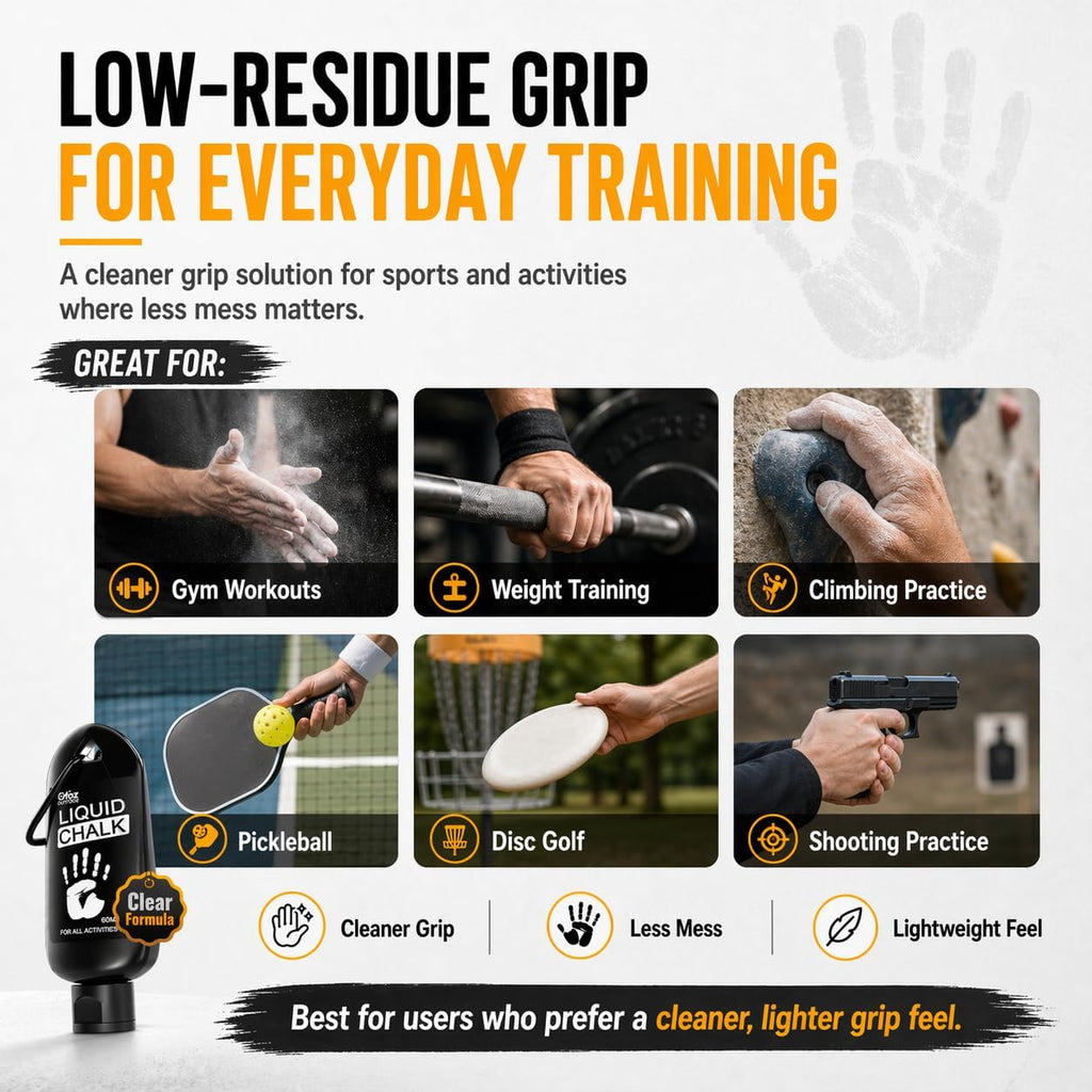 Clear Liquid Chalk 60 ml, Low-Residue Grip for Gym & Climbing | Low-Residue, Quick-Dry Grip for Lifting, Climbing