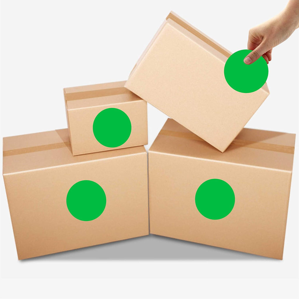 3 Inch Round Permanent Color-Code Dot Sticker, Green Color Coding Label