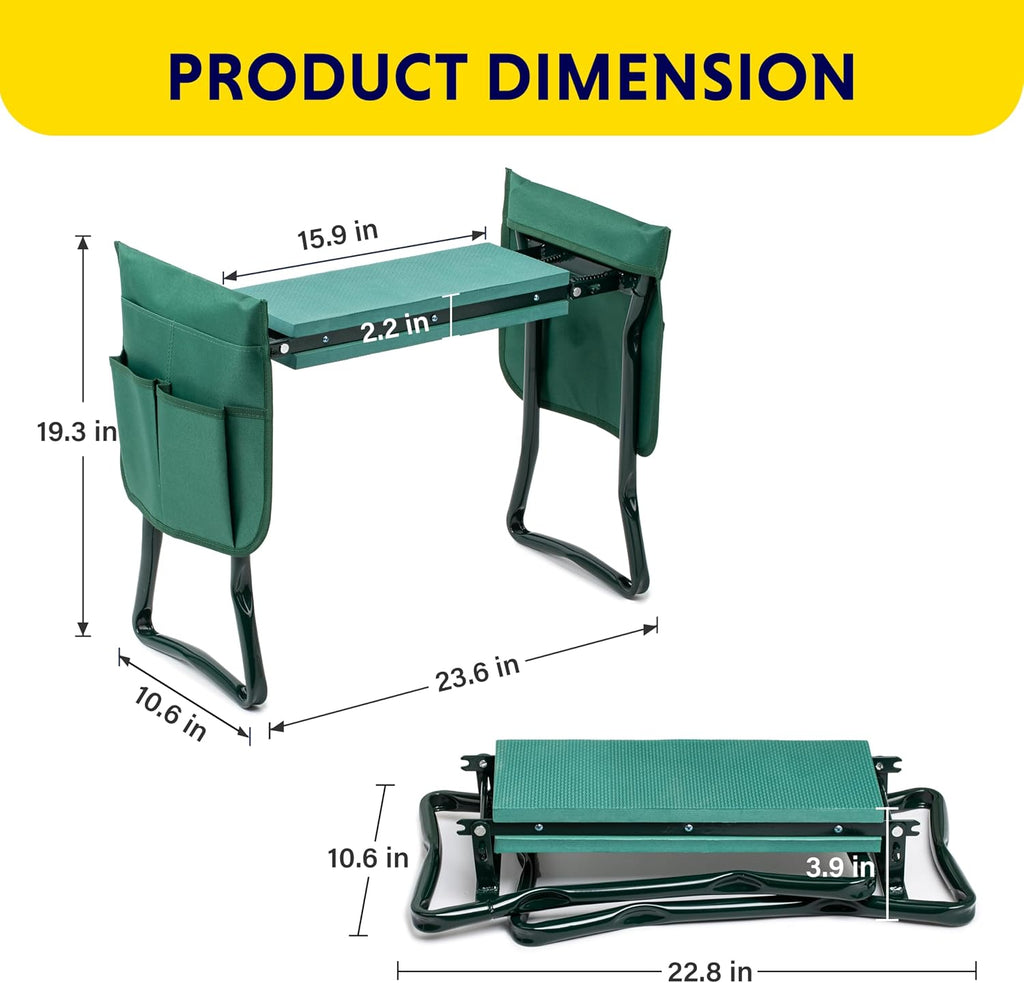 Garden Kneeler and Seat Foldable Kneeling Bench with Sturdy Soft EVA Foam Pad for Outdoor, Fishing, Camping, 2 Tool