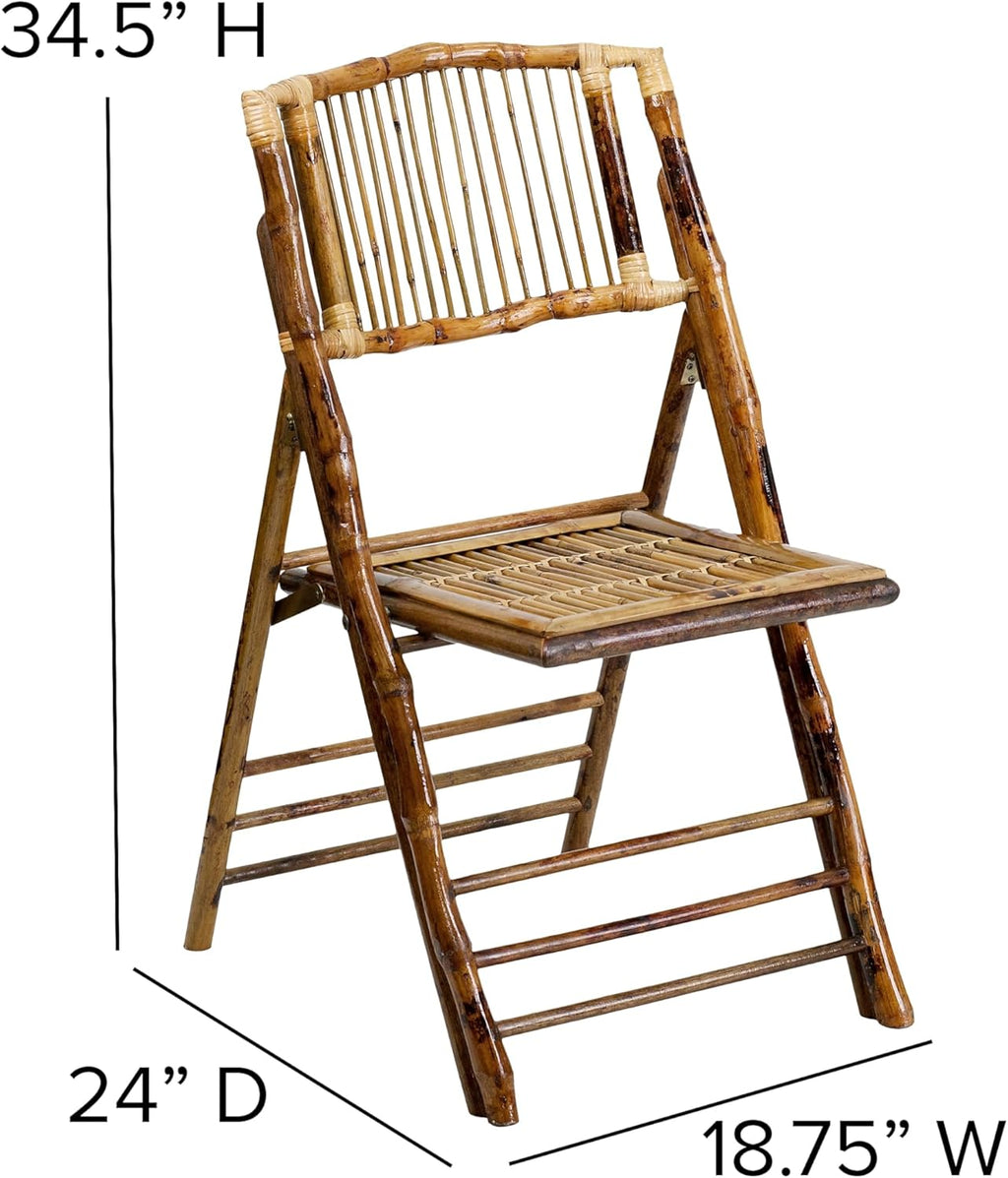 Folding Bohemian Bamboo Chairs with Curved Backs, Modern Bamboo Folding Dining Chairs, 300 lb. Static Weight