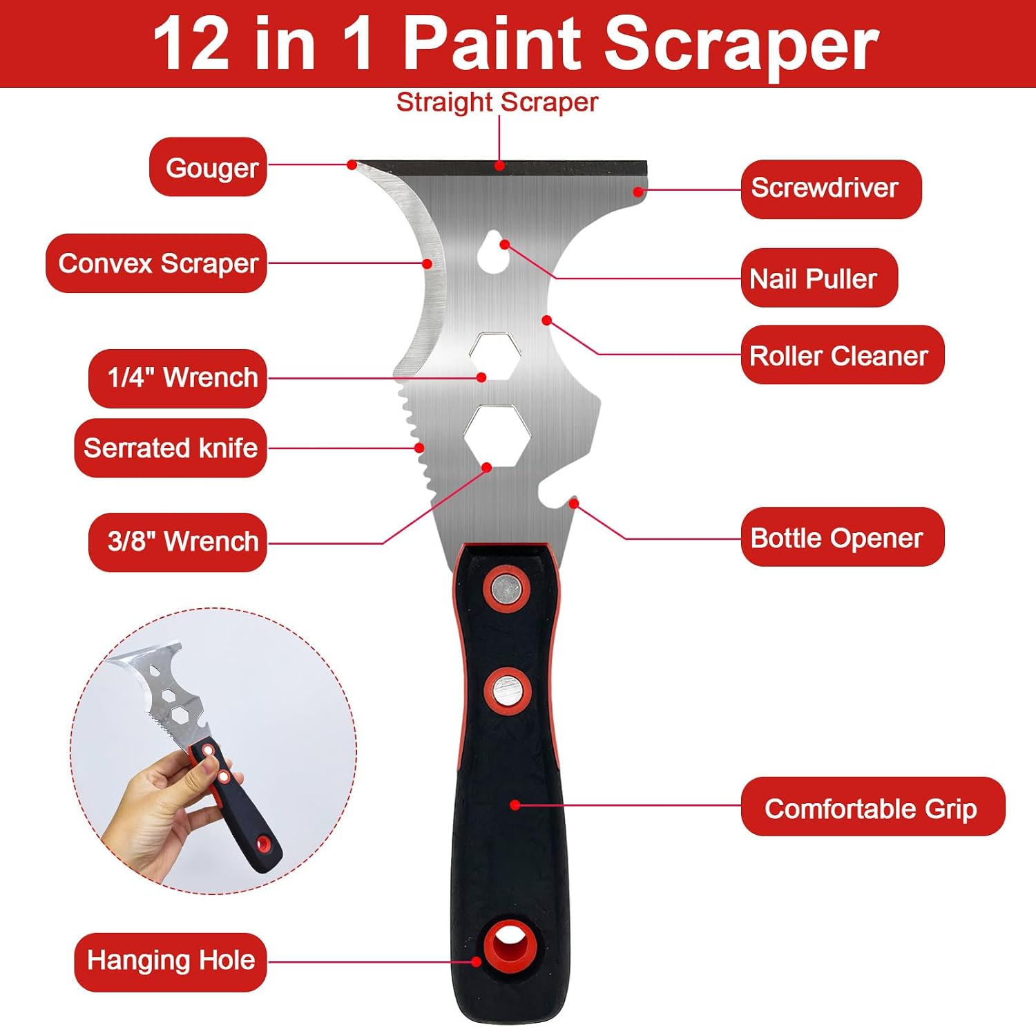 Drywall Hand Tool Set, 11 Pcs Putty Knife Set with Mud Pan | Aluminum Hawk, Finishing Trowel, Inside & Outside