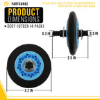 Dryer Drum Rollers for Samsung DV50F9A7GVP (4-Pack)