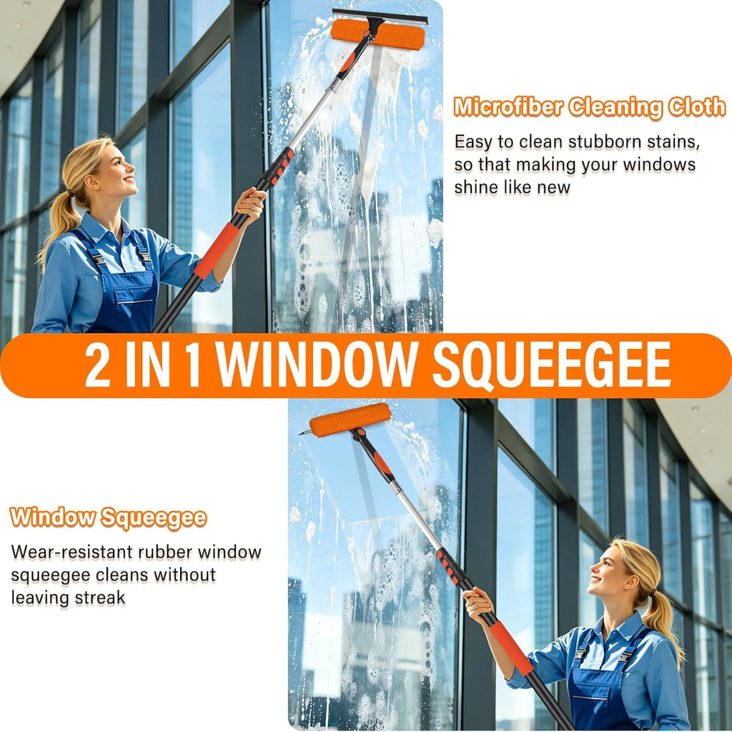 26FT Telescoping Window Squeegee Kit with Extension Pole