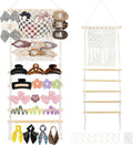 Hair Claw Clip & Headband Holder Organizer, Large Capacity Mesh Pocket | Hanging Storage with Adhesive Hook, Hair