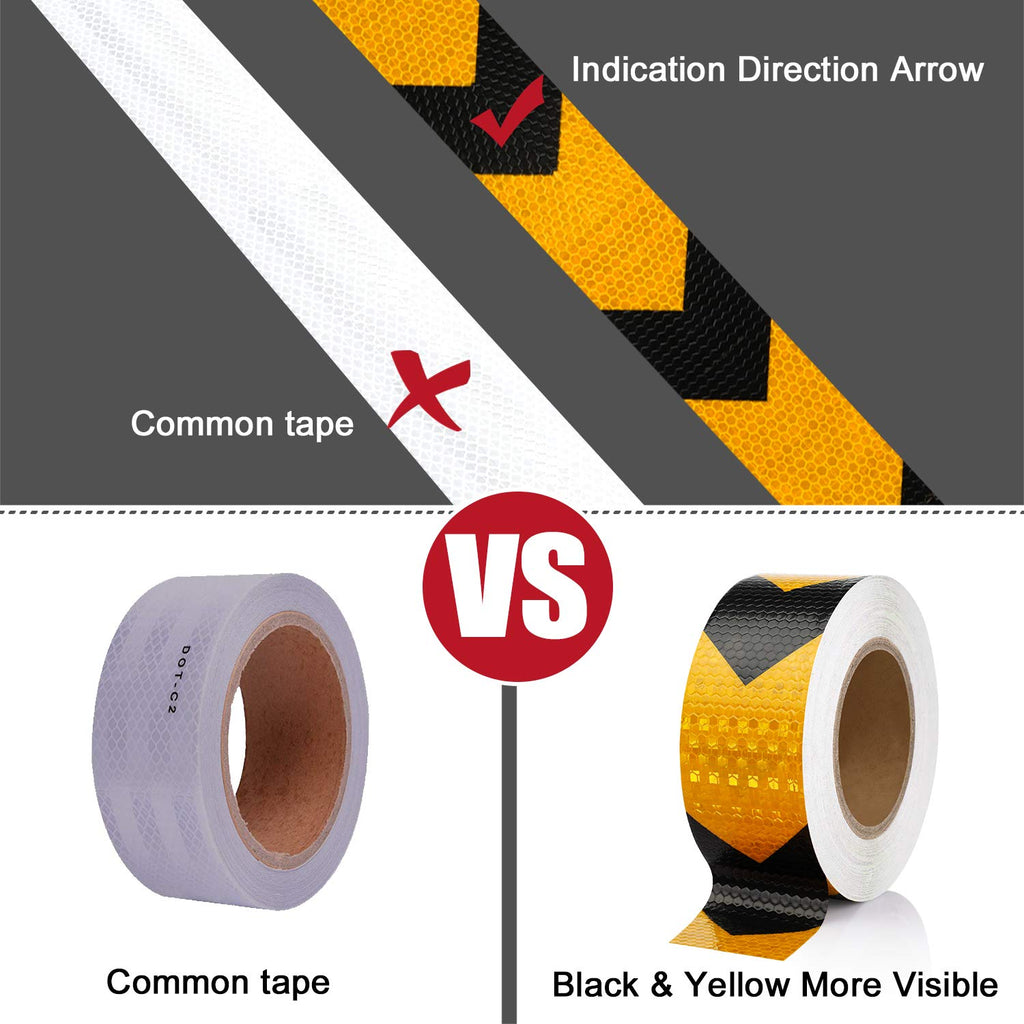 Arrow Reflective Tape for Trailers, Black/Yellow, 2in x 100ft
