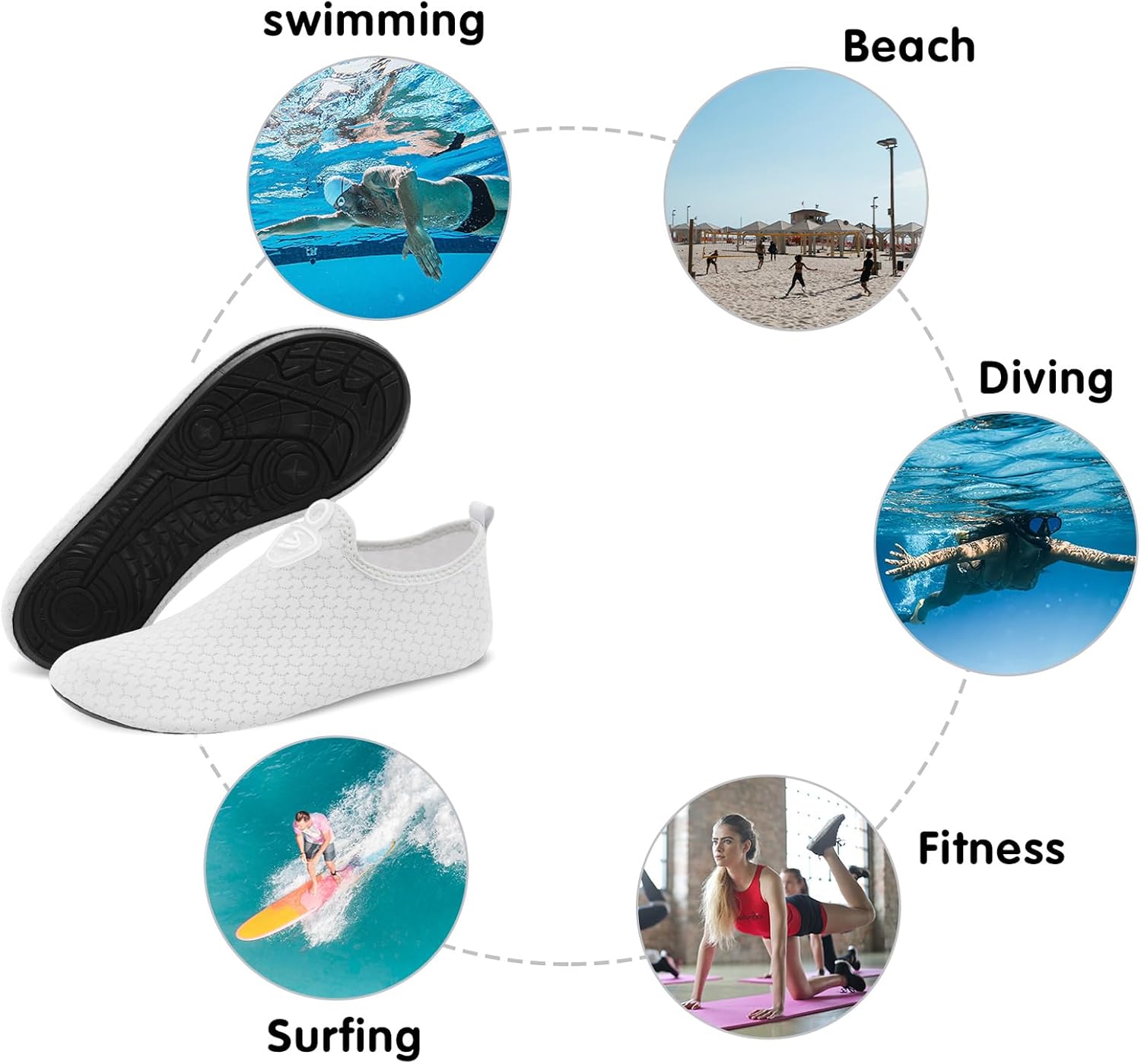 Womens Mens Water Shoes Quick Dry Beach Swim Shoes Barefoot Aqua Socks Outdoor Sand Socks for Pool River Diving