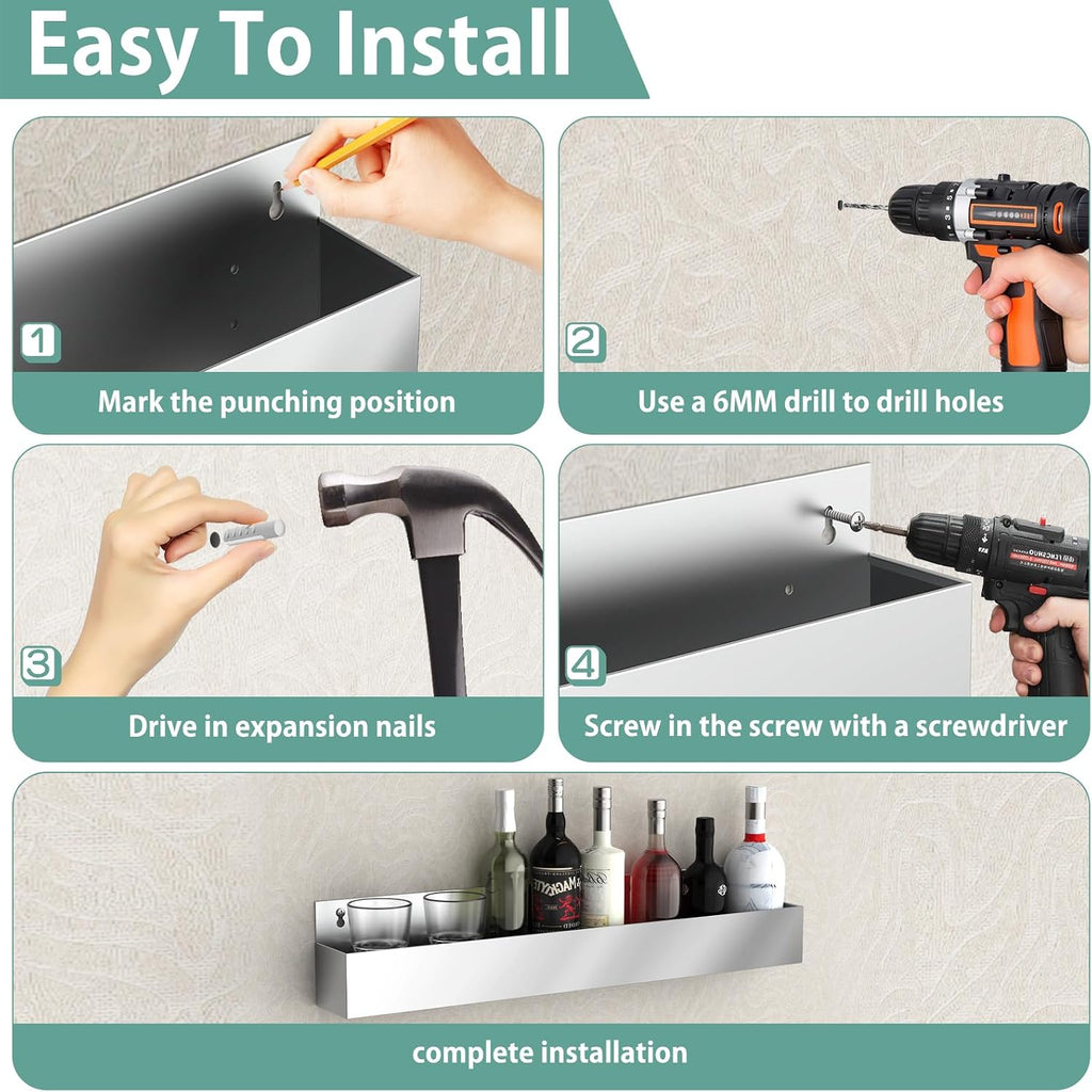 32-inch Stainless Steel Bar Speed Rail,Wall Mounted Liquor Bottle Holder | (1 pcs) Spray Bottle Rack for