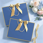 12 Pcs Blue Paper Gift Bags with Ribbon Handle